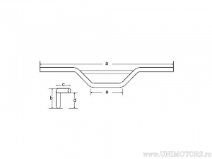 Black steel handlebar with Motocross reinforcement, 22mm diameter and 880mm length - Fehling