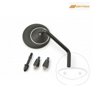 Black universal round Daytona right mirror for handlebar mounting - JM