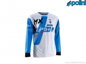 Bluza MTB Freeride MX (marime M) - alb / albastru - Polini