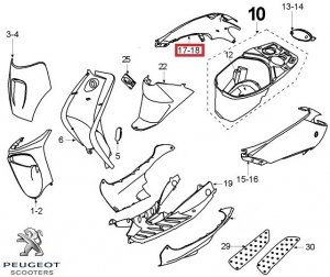 Boczna osłona tylna prawy oryginał - jasnoniebieski - Peugeot Vivacity / Vivacity 2T 50-100cc - Peugeot