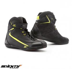 Botas de motocicleta Urban Unisex Seventy modelo SD-BC6 color: negro/amarillo fluorescente - Negro/amarillo fluorescente, talla 