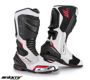 Bottes (bottes de moto) Racing Unisex modèle Seventy SD-BR1 couleur: blanc/rouge - Blanc/rouge, taille 47