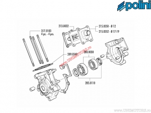 Cárter del motor (1700100) - MBK Club 50 AIR 2T ('91-'03) / Magmun Racing XR 50 H2O 2T E1 ('96-'03) - Polini