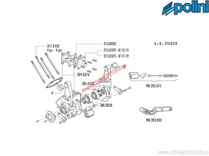 Cárter del motor (con soporte PGT) - Peugeot 103 RCX 50 AIR 2T ('90-'94) / 103 SPX 50 H2O 2T ('88-'92) - Polini