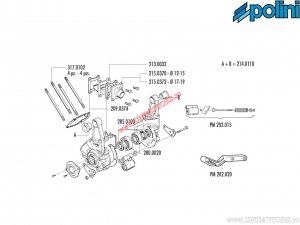 Cárter del motor PGT (con soporte) - Peugeot 103 / 104 / 105 / GL 10 - Polini