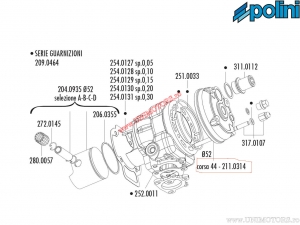 Cárter (diâmetro 52mm / curso 44mm) - 211.0314 - Aprilia SR 50 2T R, Factory (Piaggio) LC / Gilera DNA 50 - Polini