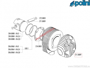 Cabeçote (211.0009) - LML Star Deluxe 125 2T / Star Deluxe 150 2T / Vespa PX 125 2T / TS 125 2T / Cosa 125/150 2T - Polini