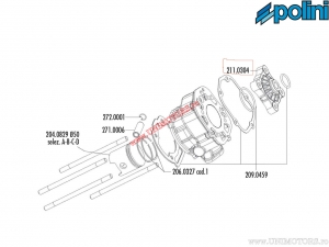 Cabeçote (diâmetro 50mm) - 211.0304 - Aprilia RS 50 ('06-> / Derbi D50B) / Gilera RCR 50, SMT ('06-> / Derbi D50B) - Polini