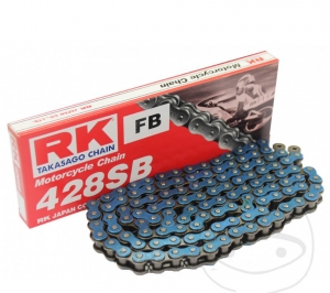 Cadena estándar azul RK BL428SB/118 - Kawasaki KE 125 A ('76-'82) / KX 80 R ('91-'92) / KX 80 R 17/14 pulgadas ('93-'97) - RK