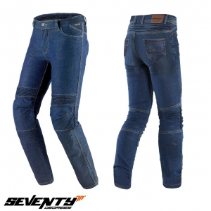 Calças de moto femininas Seventy modelo SD-PJ8 corte Slim fit cor: azul (inserções de Aramid Kevlar) - Azul, XL