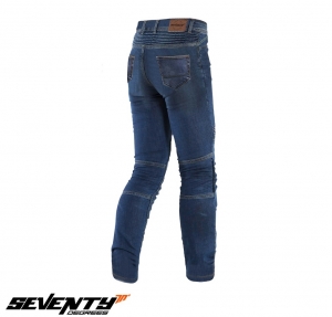 Calças de moto femininas Seventy modelo SD-PJ8 corte Slim fit cor: azul (inserções de Aramid Kevlar) - Azul, XL