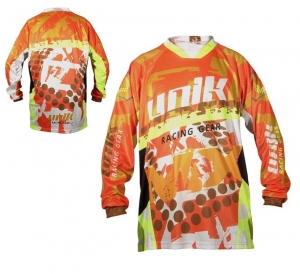 Camiseta (blusa) cross-enduro Unik Racing modelo MX01 cor: laranja fluorescente - tamanho XS