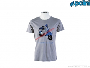 Camiseta casual de motocicleta (tamanho S) - cinza - Polini