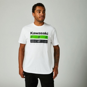 CAMISETA PREMIUM DE RAYAS KAWASAKI BLANCA: Talla - L