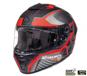 Capacete de motocicleta MT Blade 2 SV Blaster B2 vermelho fosco (óculos de sol integrados) - Vermelho fosco, M (57/58cm)