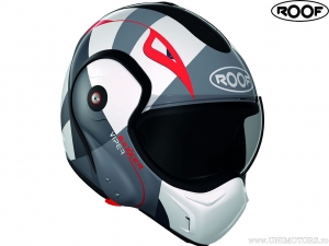 Capacete de motocicleta Roof New Boxxer Viper Branco-Preto-Vermelho (branco-preto-vermelho) - Roof