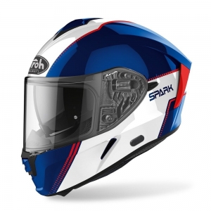 Capacete integral (full-face) Airoh Spark Flow branco azul/vermelho brilhante: Tamanho - XS