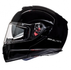 Capacete integral modular para motocicletas MT Atom SV, pronto para Pinlock, preto brilhante