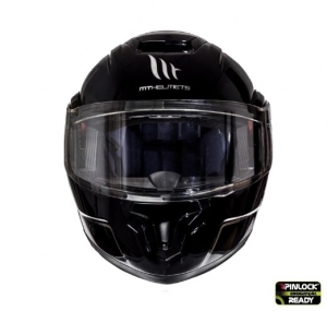 Capacete integral modular para motocicletas MT Atom SV, pronto para Pinlock, preto brilhante