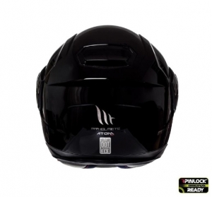 Capacete integral modular para motocicletas MT Atom SV, pronto para Pinlock, preto brilhante