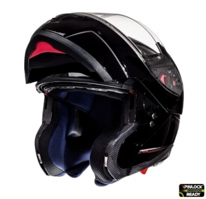 Capacete integral modular para motocicletas MT Atom SV, pronto para Pinlock, preto brilhante