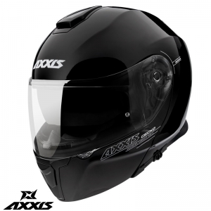 Capacete modular Axxis modelo Gecko SV A1 preto brilhante (óculos de sol integrados) - Preto brilhante, M (57/58cm)