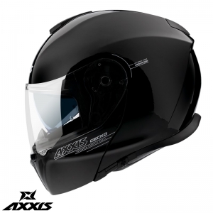 Capacete modular Axxis modelo Gecko SV A1 preto brilhante (óculos de sol integrados) - Preto brilhante, M (57/58cm)