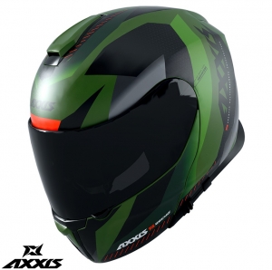 Capacete modular Axxis modelo Gecko SV Shield F6 verde fosco (óculos de sol integrados) - Verde fosco, M (57/58cm)