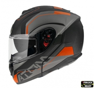 Capacete modular MT Atom SV Quark A4 laranja mate Pinlock pronto