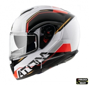 Capacete modular MT Atom SV Quark B5 vermelho/branco brilhante Pinlock pronto - Vermelho/branco brilhante, S (55/56cm)