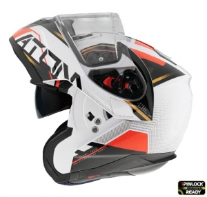 Capacete modular MT Atom SV Quark B5 vermelho/branco brilhante Pinlock pronto - Vermelho/branco brilhante, S (55/56cm)