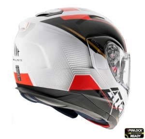 Capacete modular MT Atom SV Quark B5 vermelho/branco brilhante Pinlock pronto - Vermelho/branco brilhante, S (55/56cm)