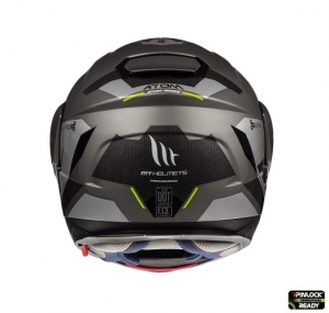 Capacete modular para motocicleta MT Atom SV Transcend E2 preto/cinza fosco Pinlock pronto - Preto/cinza fosco, S (55/56cm)