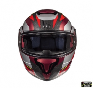 Capacete modular para motocicletas MT Atom SV Transcend F5 vermelho/cinza brilhante, pronto para Pinlock