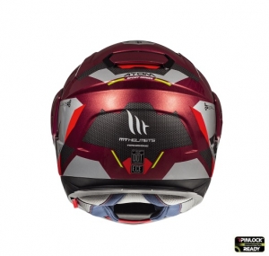 Capacete modular para motocicletas MT Atom SV Transcend F5 vermelho/cinza brilhante, pronto para Pinlock