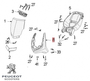 Carénage avant d'origine - rouge - Peugeot Vivacity 3 L / Vivacity 3 L Sportline 2T / Vivacity 3L 4T 50cc - Peugeot