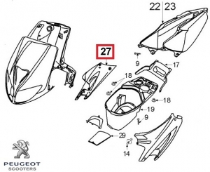 Carénage latéral droit d'origine - Gris foncé - Peugeot Speedfight / Speedfight 2 / WRC / X-Race 2T 50-100cc - Peugeot