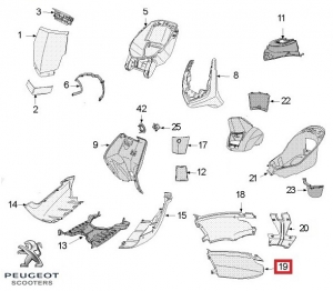 Carénage latéral gauche d'origine - Blanc - Peugeot Vivacity 3 L / Vivacity 3 L Sportline 2T / Vivacity 3L 4T 50cc - Peugeot