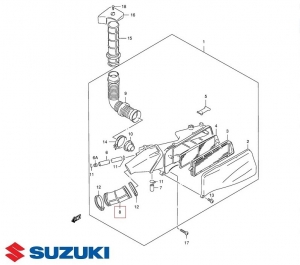 Carburateur aansluiting - luchtfilter - Suzuki AN 125 ('95-'00) / AN 150 ('95-'99) 4T AC 125-150cc - Suzuki