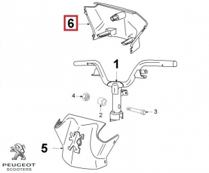 Carena inferioara bord (ghidon) originala - gri - Peugeot Ludix 10 One / Ludix 14 Classic 2T 50cc - Peugeot