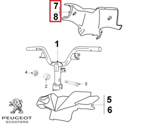 Carena inferioara bord (ghidon) originala - gri - Peugeot Ludix 10B One / Snake / Trend / Ludix 12 Blaster 2T 50cc - Peugeot