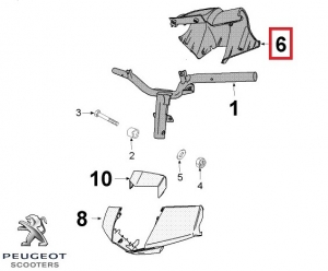 Carena inferioara bord (ghidon) originala - neagra - Peugeot Vivacity 3 L / Sportline 2T / Vivacity 3L 4T 50cc - Peugeot