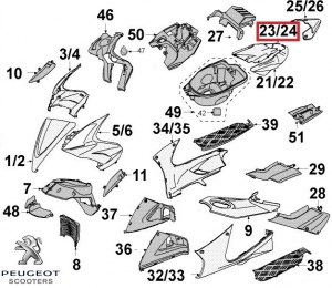 Carena laterala dreapta spate originala - alba - Peugeot Jet Force 50-125cc - Peugeot