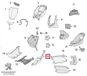 Carena laterala stanga podea originala - alba - Peugeot Vivacity 3L / Vivacity 3 L Sportline 2T 50cc - Peugeot