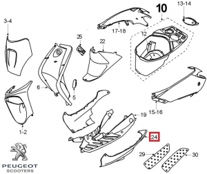 Carena laterala stanga podea originala - gri - Peugeot Vivacity / Vivacity 2 2T 50-100cc - Peugeot