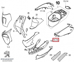 Carena laterala stanga spate originala - alba - Peugeot Vivacity / Vivacity 2T 50-100cc - Peugeot