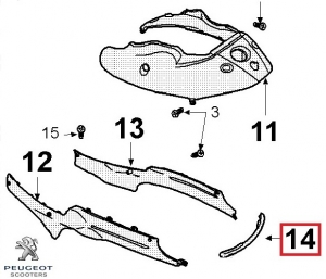 Carena posteriore (luce stop) - rosso - Peugeot Vclic / Vclic Evolution 4T 50cc - Peugeot