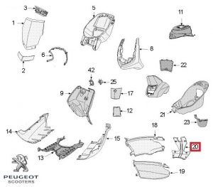 Carena spate (lampa stop) - alba - Peugeot Vivacity 3 L / Vivacity 3 L Sportline 2T / Vivacity 3L 4T 50cc - Peugeot