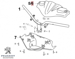 Carena superioara ghidon - gri inchis - Peugeot Speedfight 2 / Speedfight WRC / X -Race / X-Team 2T 50-100cc - Peugeot