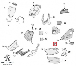 Carenagem lateral traseira original - branca - Peugeot Vivacity 3 L / Vivacity 3 L Sportline 2T / Vivacity 3L 4T 50cc- Peugeot